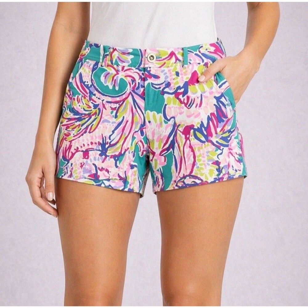 Lilly Pulitzer Callahan Shorts Size 2 (XS) First Impression Pink Teal Preppy